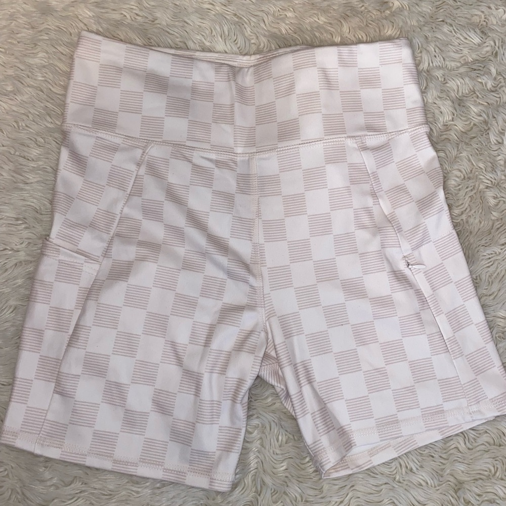 Hurley Women's Cream Checkered Bike Shorts